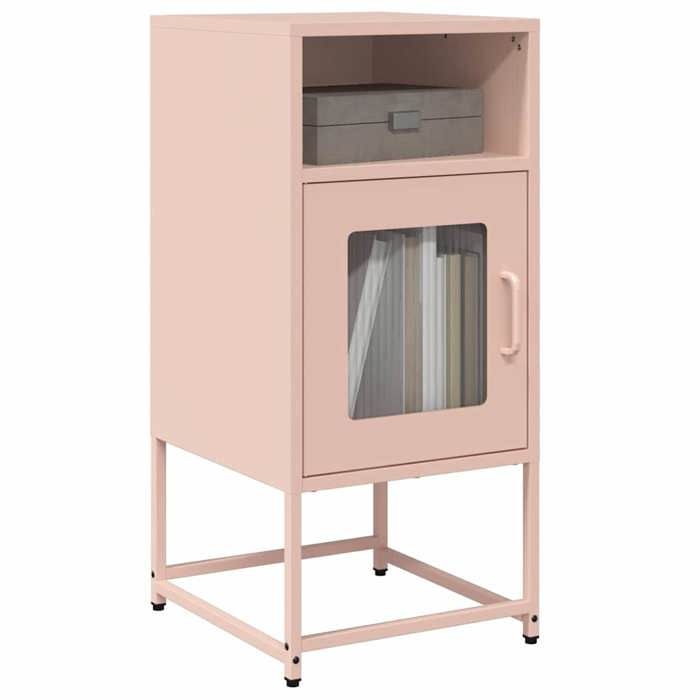 VidaXL Pink Bedside Table 36x39x78 Cm Cold-Rolled Steel, Side Table, Bedside Cabinet, Side Table for Bedroom, 853411