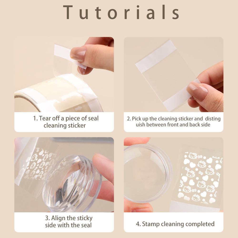Nail Art Stamper Segmented Cleaning Gel Tape for Strong Transfer & Steel Plate Cleaning