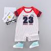 New Spring-Summer Baby Romper: Short Sleeve, Flat Crotch Crawling Bodysuit for Infants - Baseball Sport Design