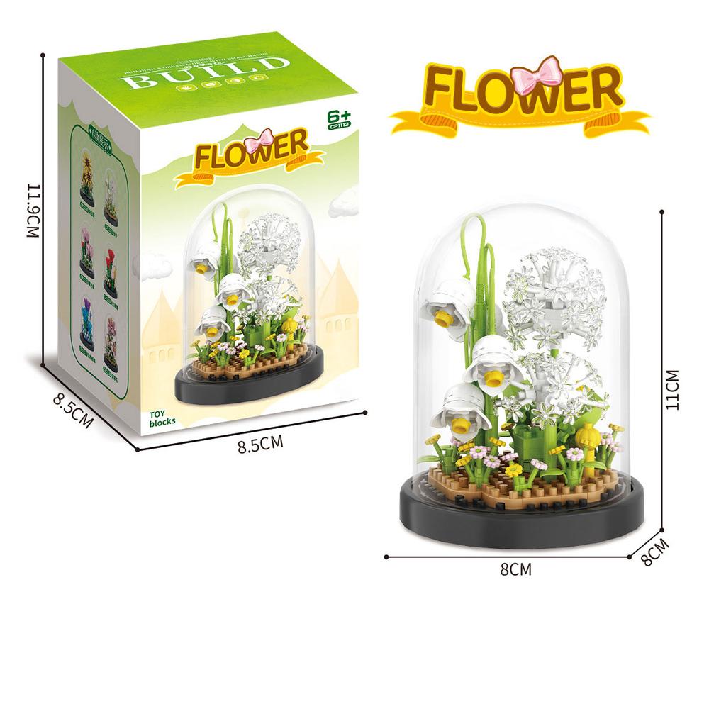 Eternal Flower Bouquet Bonsai Potted Plant Micro Building Blocks Model Home Decoration Puzzle Toys Kids Birthday Christmas Gifts