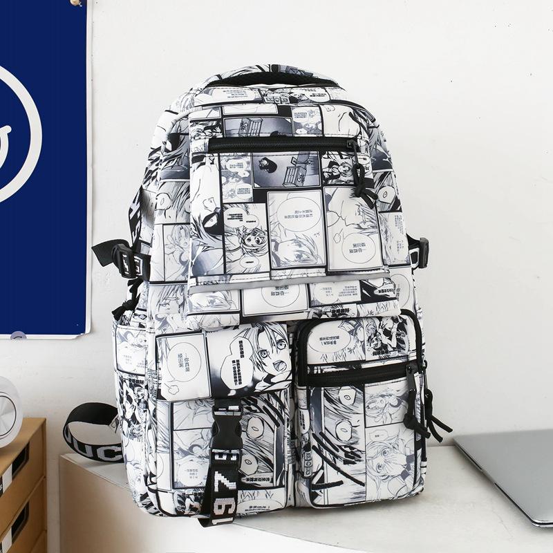 Graffiti Print Student Schoolbag Boys Large Capacity Backpack Girls Campus Backpack