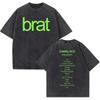 Charli Xcx Brat Tour Album Buchstabendruck T-Shirts Damen Hip Hop Hohe Qualität Vintage Gewaschen Mode T-Shirt Unisex Streetwear