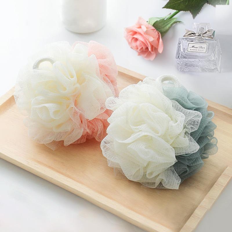 3 PCS Large Bi-Colour Shower Balls Colourful PE Soft Frosted Bubble Bath Flower