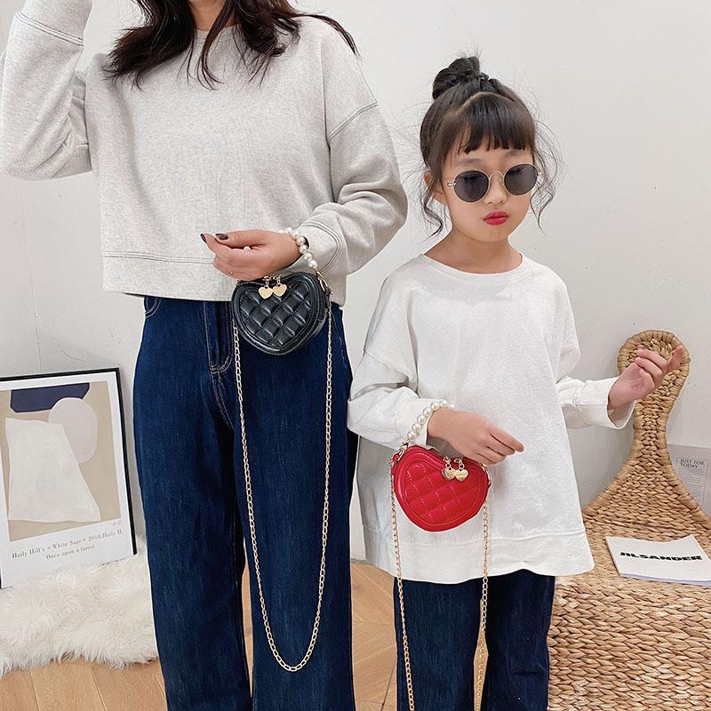 Adorable Heart-shaped Mini Crossbody Bag For Kids With Stylish Pearl Handle In Various Colors