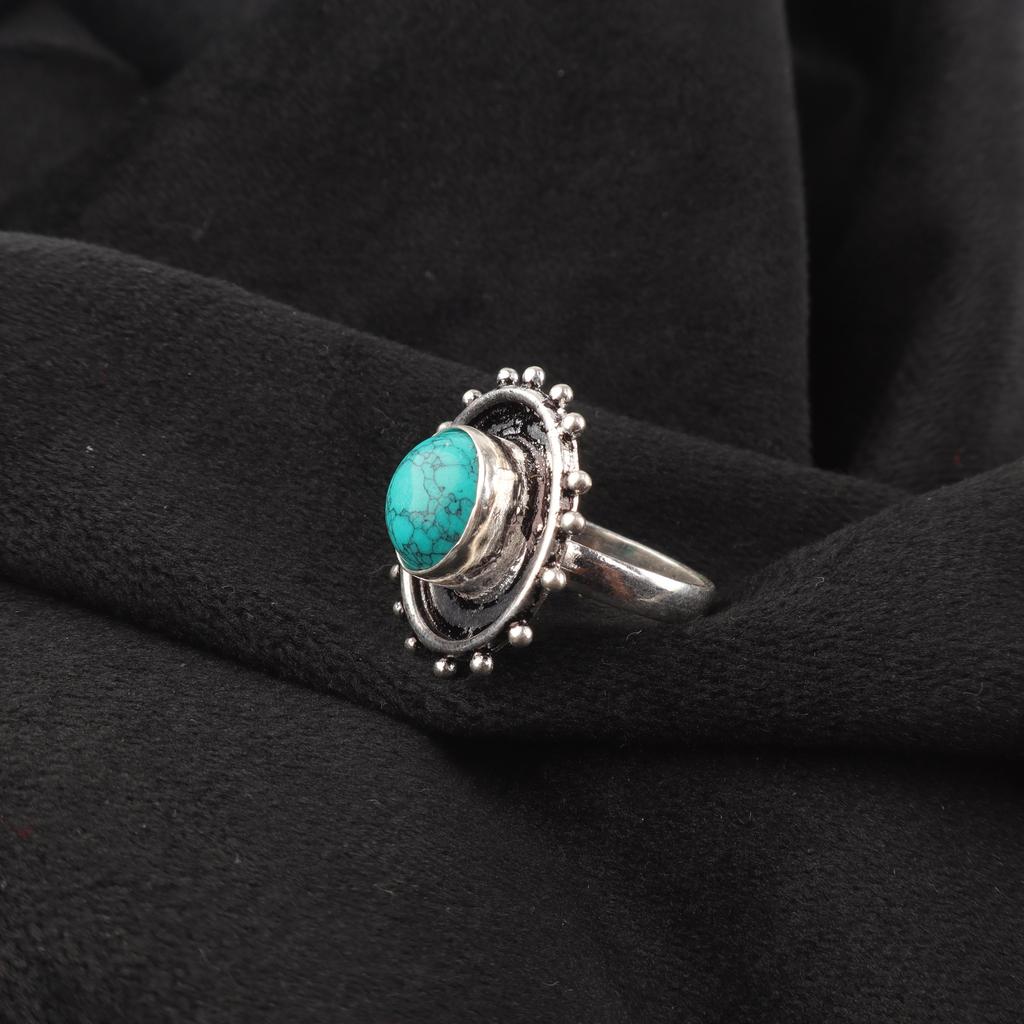 Blue Copper Turquoise Handmade Gemstone Ring, 925 Solid Sterling Silver Ring Dainty Silver Jewelry, For Engagement Gift