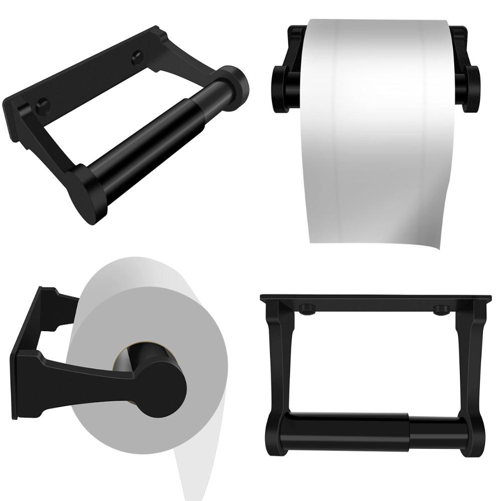 Matte Black Toilet Paper Holder Space Aluminum Bathroom Organizer Bathroom