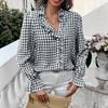 Women's Winter Tops Women's French Plaid Ruffle Button Blouse
