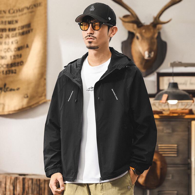 JieLeNuo Men s Hooded Sun Protection Quick Dry Outdoor Jacket XL