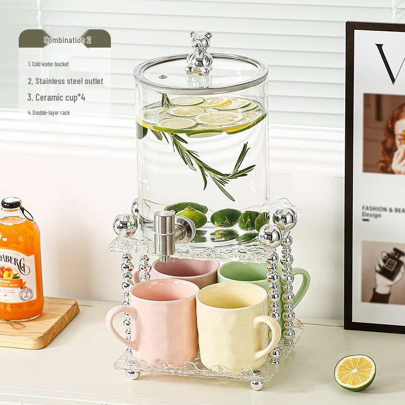 Nordic Glass Cold Water Kettle with Faucet Set