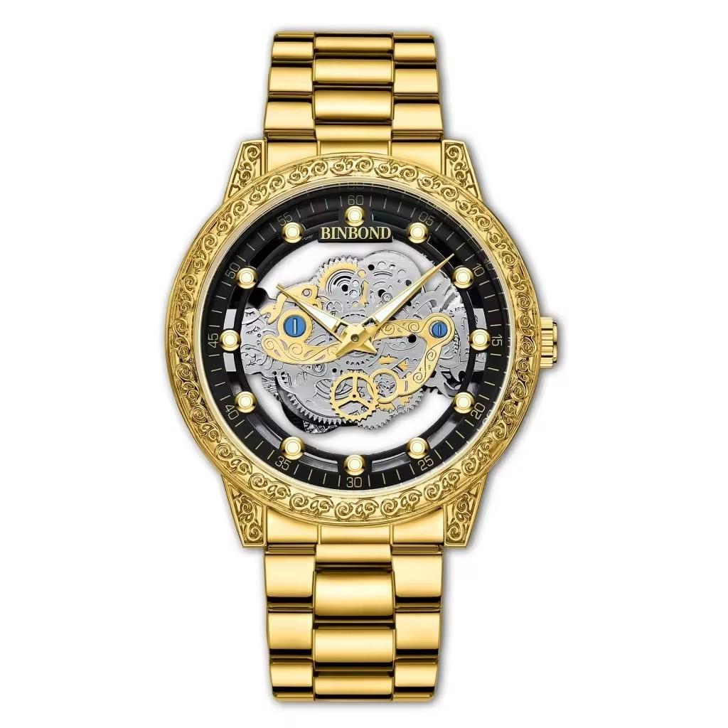 BINBOND B1010 1010 Fashion Quartz Watch Montre Homme Man Stainless Steel Business Men s Watches Waterproof Calendar Male Clock Binbond B1010