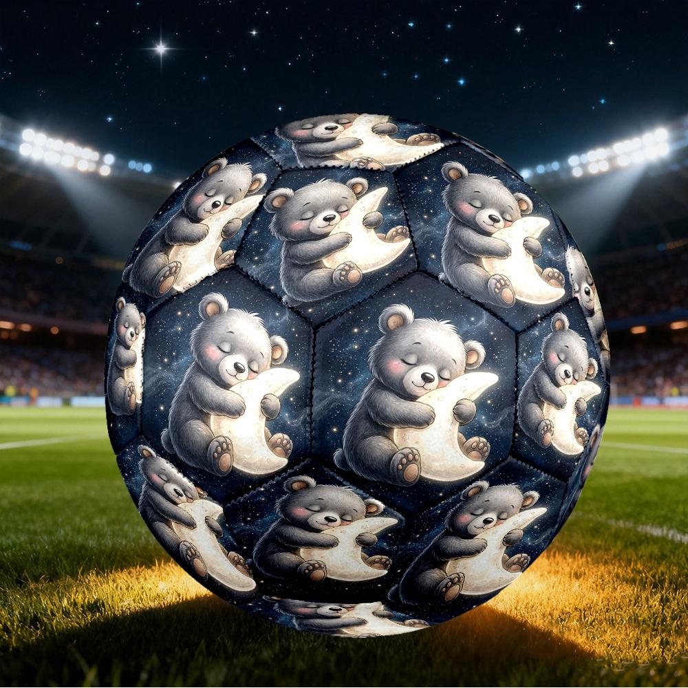 1pc Bear Moon Night Size 5 Soccer Ball Professional Match Training Football Indoor &Outdoor Sports Ball Training Ball Lightweight Durable Y41