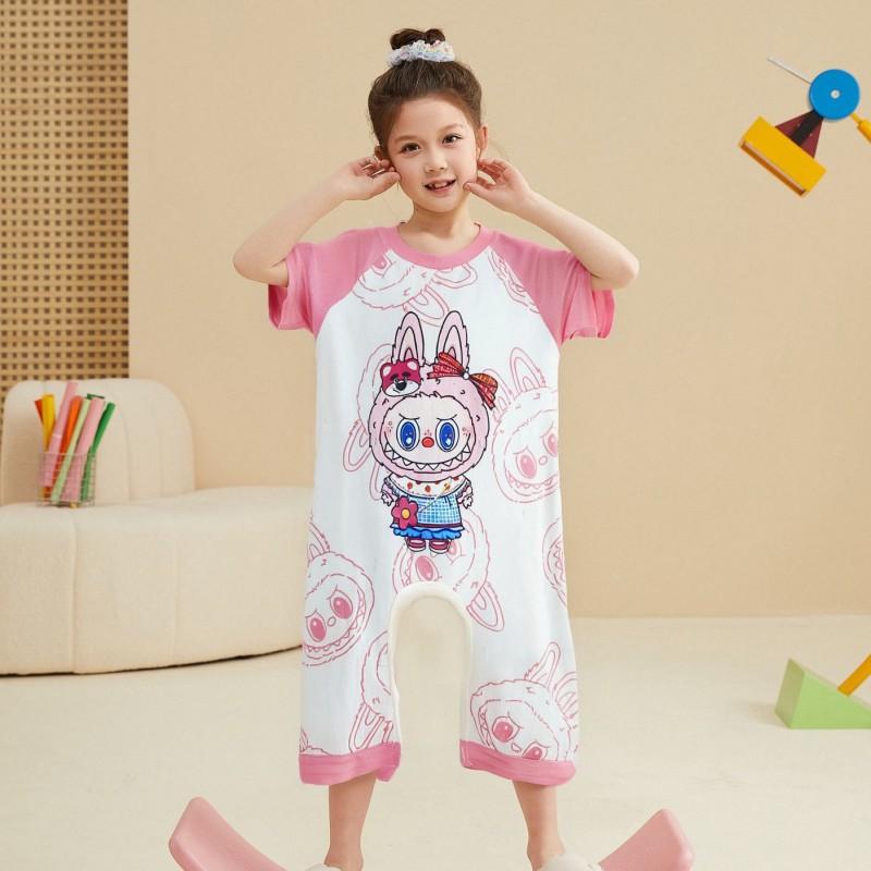 Kids One-Piece Pajamas Modal Sleepwear Girls Toddler Soft Breathable