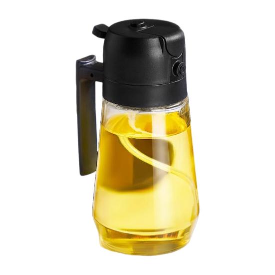 470ML Glass Oil Dispenser for Kitchen 2-in-1 Olive Oil Sprayer Bottle Leak-proof Oil Sprayer for Cooking BBQ Salad Baking