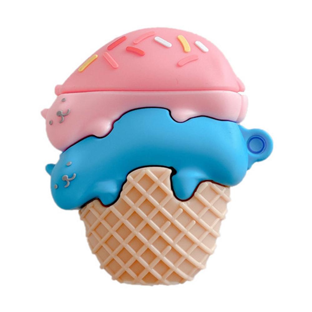 

For Apple Airpods with Charging Case (2016)/(2019)/AirPods with Wireless Charging Case (2019) Earphone Cover Cute Cat Ice Cream Silicone Case