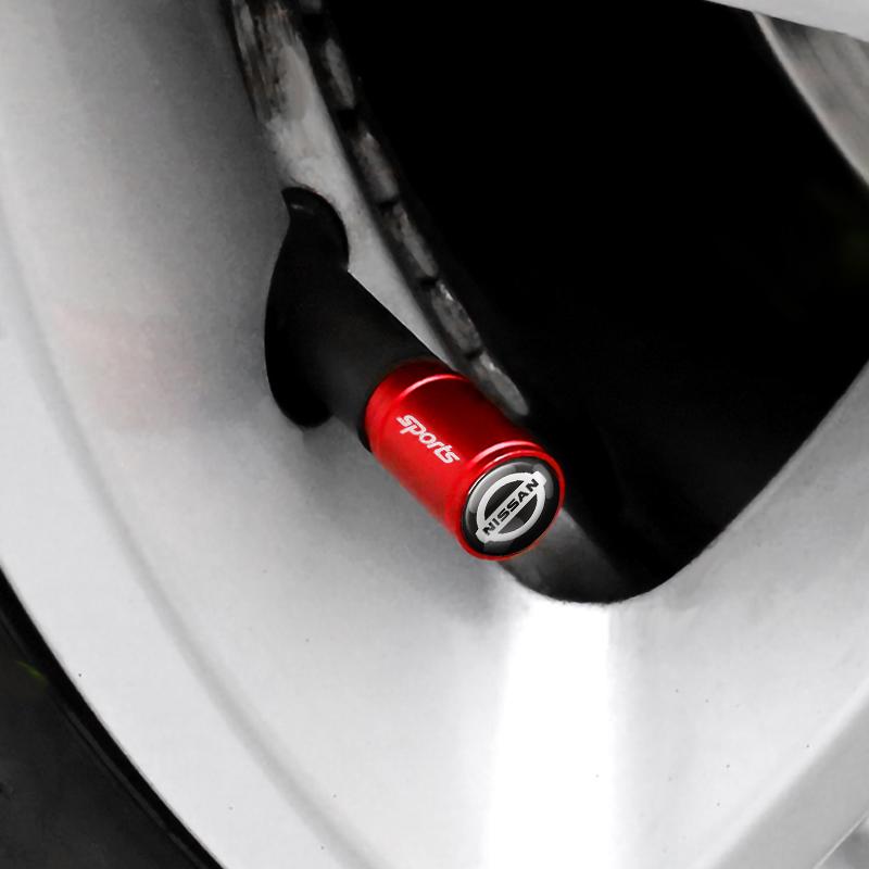 wskpa9 4pc Matte Textured Metal Valve Cover Car Tire Valve Cap Accessories For Nissan Nismo X-Trail GTR Qashqai Altima Note Leaf Tiida
