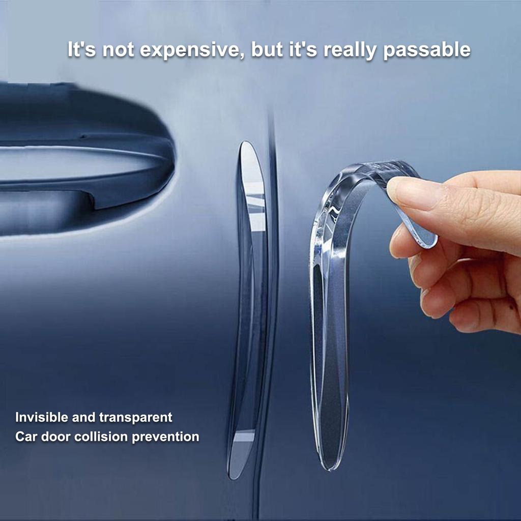 2/4Pcs Car Anti-collision Strip Clear Black Self-adhesive Flexible Reusable Universal SUV Truck Auto Body Door Side Rearview Mirror Bumper Protector