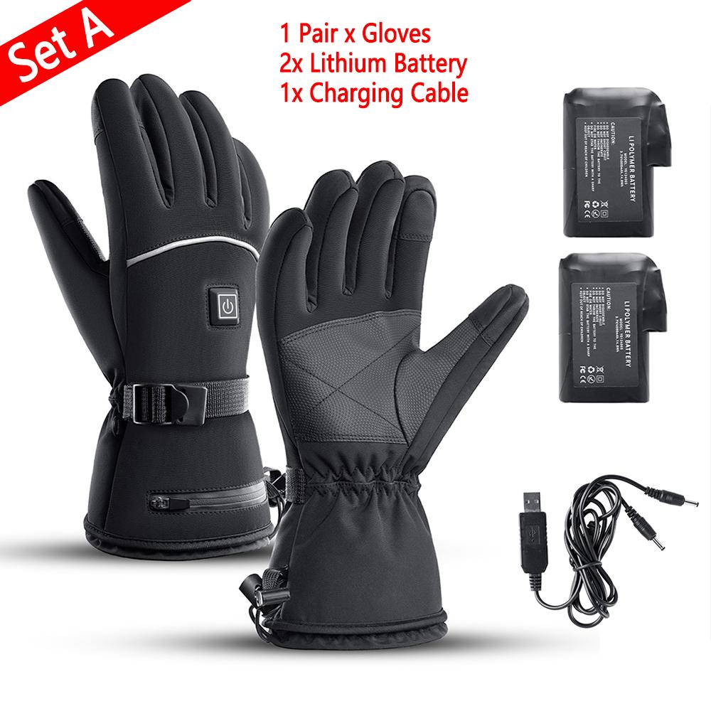 

Водонепроницаемые перчатки с сенсорным экраном для мотоцикла, грелки для рук, электрические тепловые перчатки с сенсорным экраном для сноуборда, велоспорта, вождения, катания на лыжах