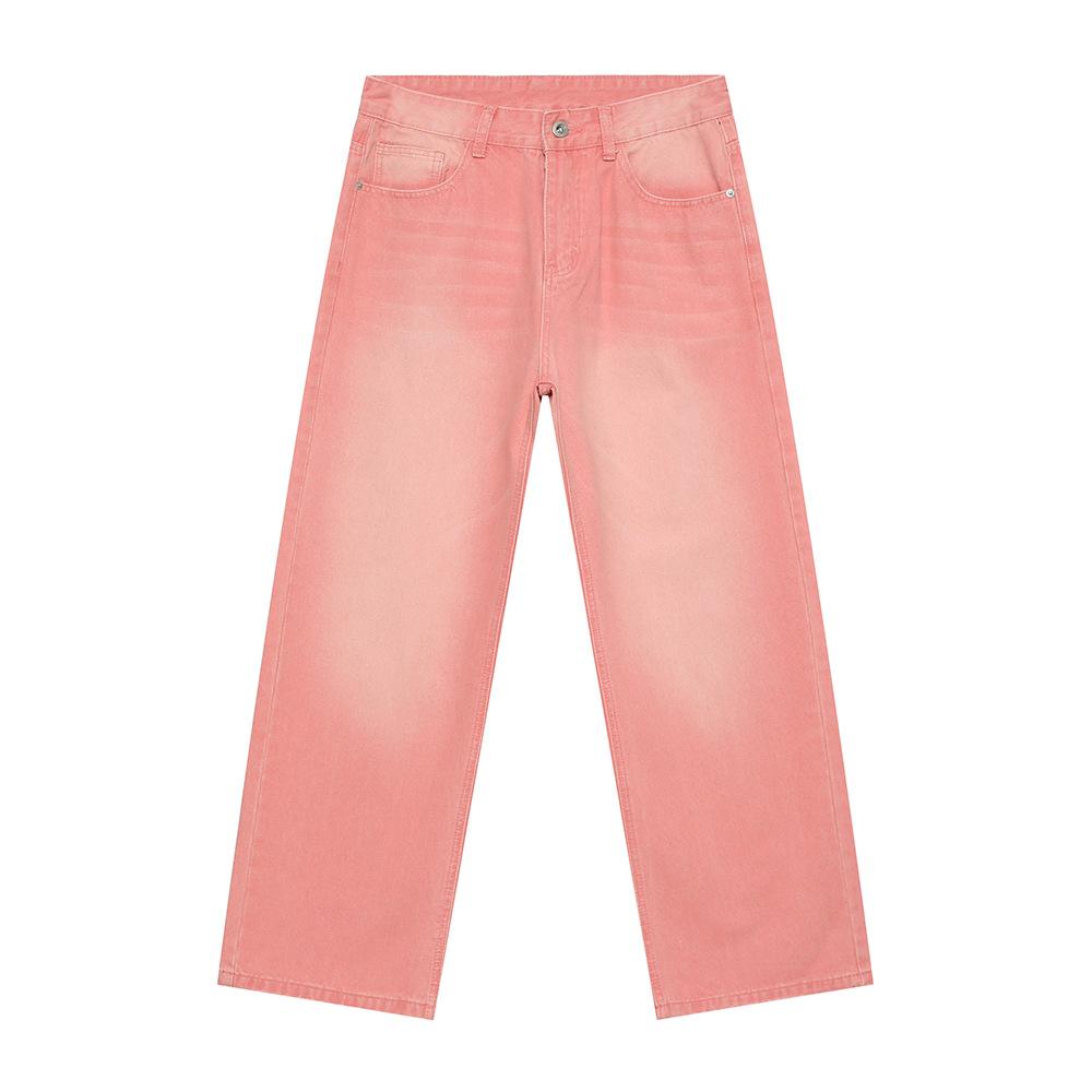 Men's Clothing | Autumn, American Simple Basic Straight Loose White Washed Denim Trousers Casual