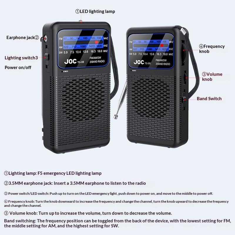 FM AM SW Radio Battery Operated 3 Band Receiver Portable with Clear Sound Speaker for Dorm Office Bedroom