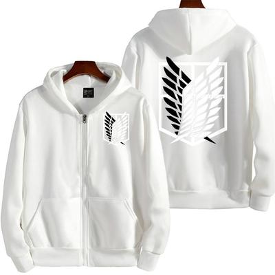 Jeseň Zima Kardigán Attack on Titan Unisex Trendy Značka Flísová Potlačená Mikina s Kapucňou na Zips