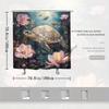 1Pc Sea Turtle & Floral Shower Curtain - Realistic Ocean Design, Pink & Purple Flowers, Coral Reef, Polyester,12 Hooks,Easy Care