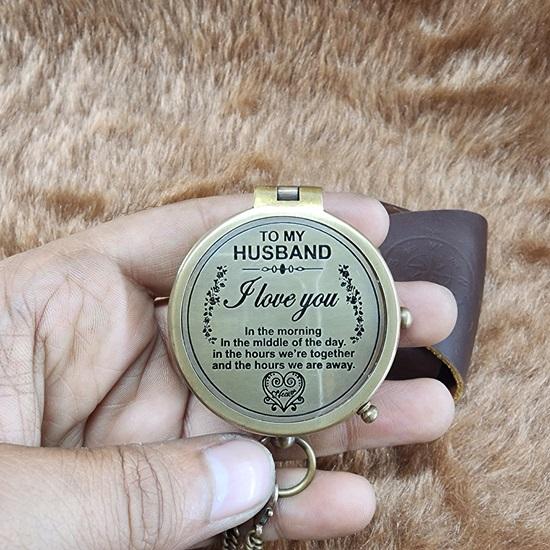 5,08 cm Messing-Kompass, Geschenke für Männer, Messing-Kompass, Geburtstagsgeschenk, Weihnachtsgeschenke für Ihn, mit Gravur „Mein Mann“.