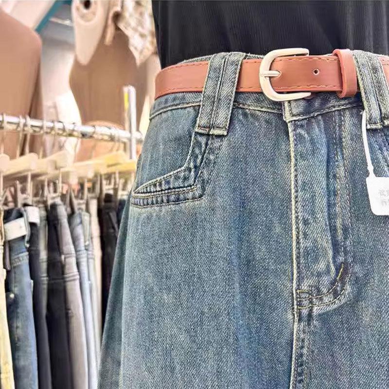 2025 Retro High-Waist Wide-Leg Jeans - Washed, Slimming, Versatile, Straight-Leg, Casual Wear