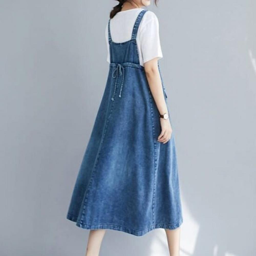 Navava No911 Casual Waist String Denim Dress