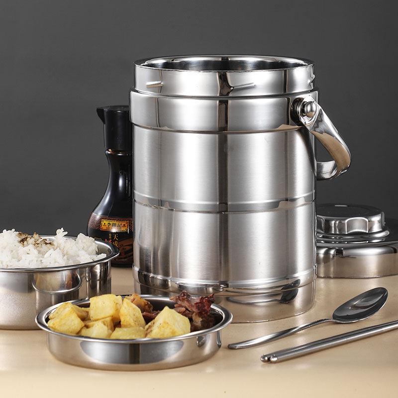 UOASO 3-Layer Drum-Shaped Stainless Steel Insulated Lunch Box