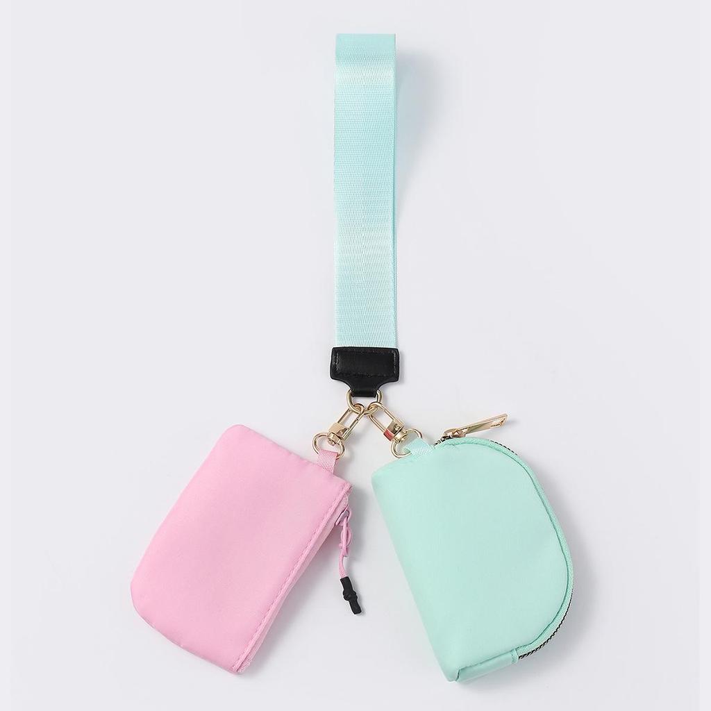 LULU Color Block Waterproof Nylon Coin Purse & Wristlet Key Bag