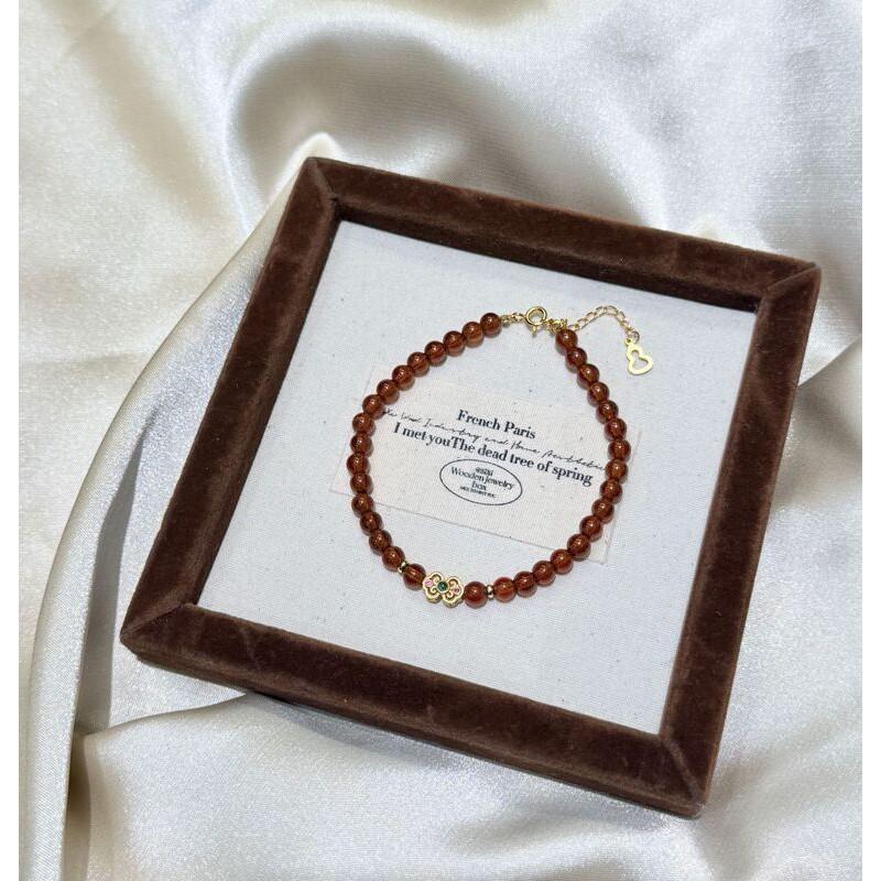 Natural Orange Garnet Cloud Motif Pendant Bracelet Women Elegant Boho Chic Handmade Jewelry Garnet Cloud Gourd Bracelet