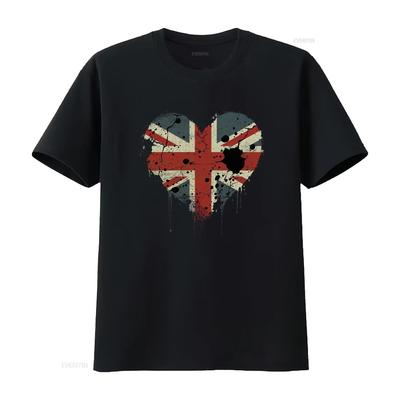 Stylish Love British Flag Union Jack Great Britain Team GB Mens Cotton T Shirt Vintage Washed Designer Clothes Breathable