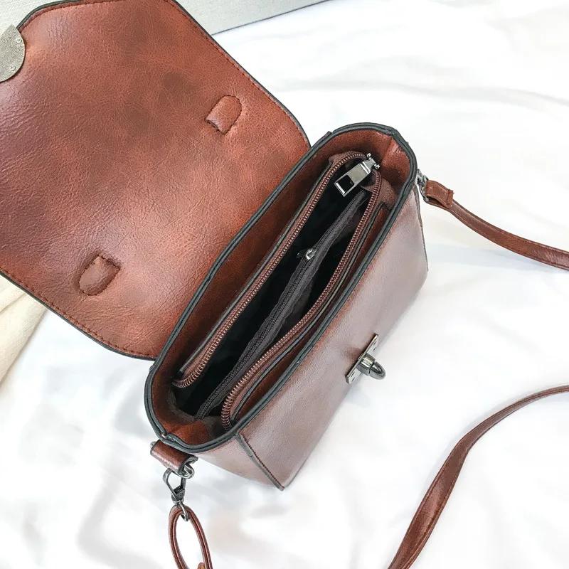 Vintage Casual Women Flap Fashion Leather Small Package Female Simple Handbags Ladies Shoulder Messenger Crossbody Bag