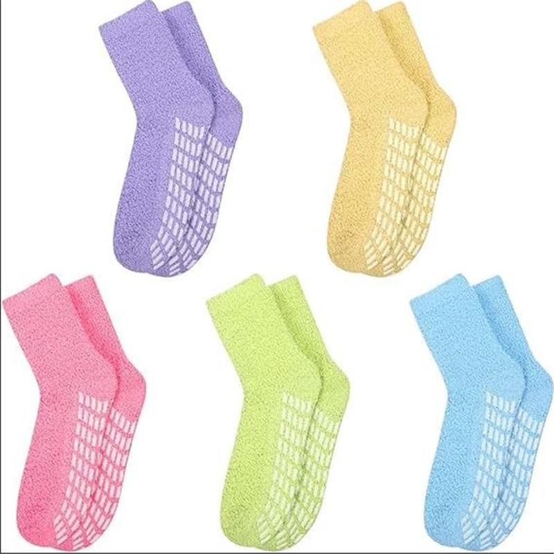 5 Pairs of Coral Velvet Soft Warm Socks for Winter Anti-skid Socks