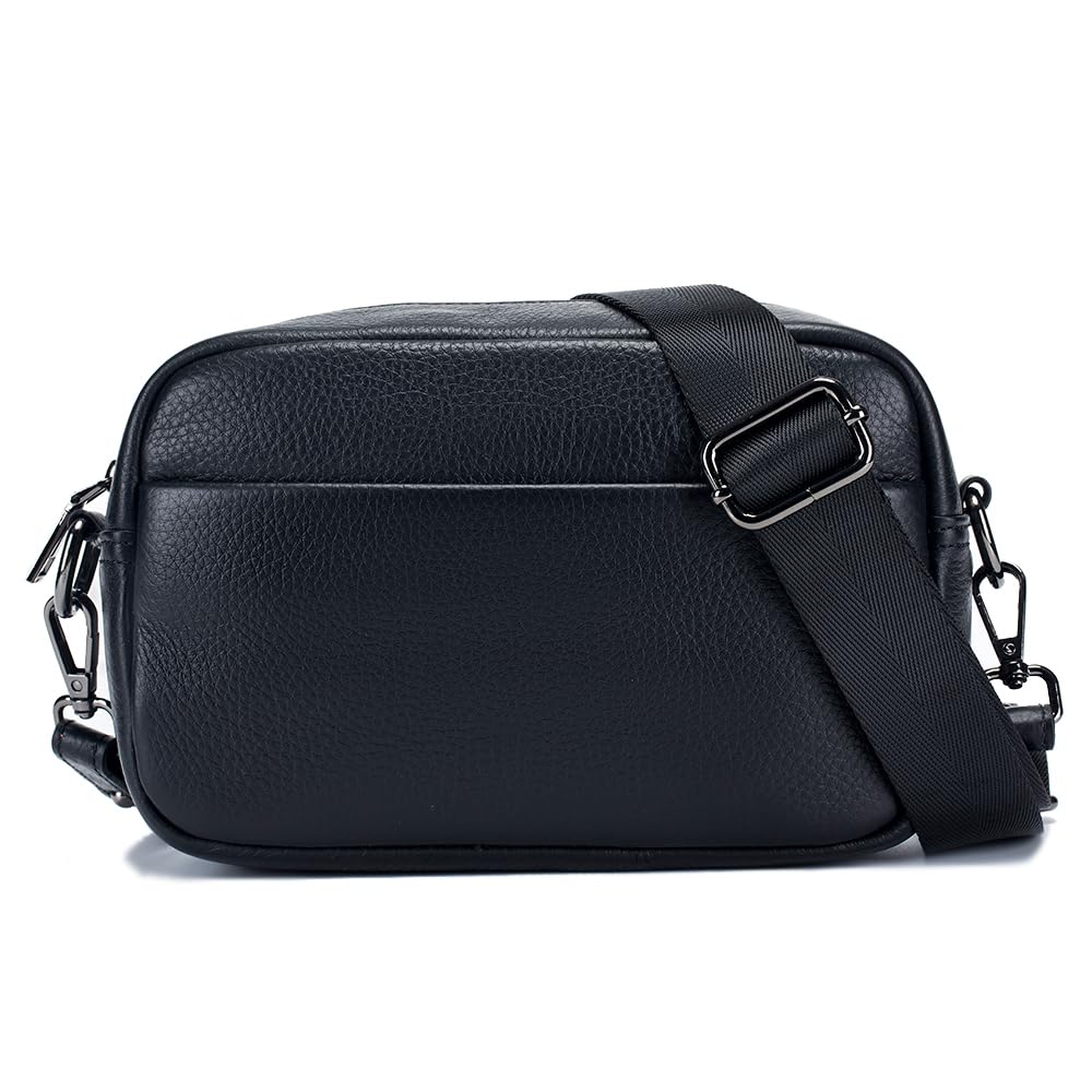 

Yocipa Genuine Leather Shoulder Bag for Women, Small Crossbody Bag with Dividers, Compact Square Design, Lightweight (Black)