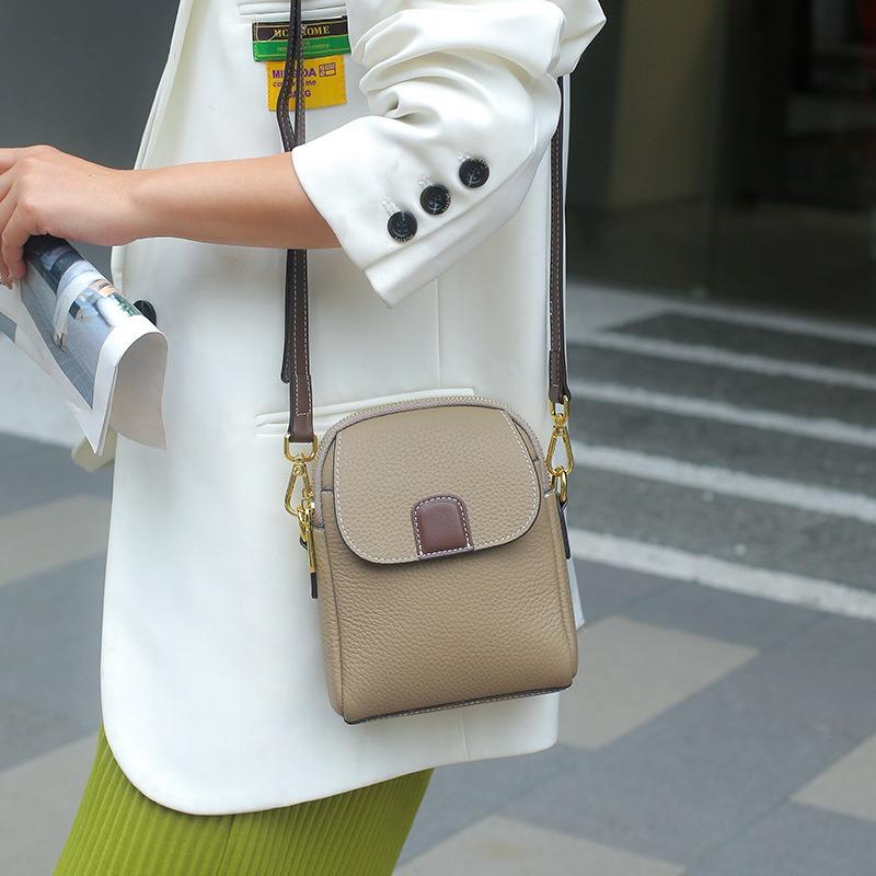 Damenhandtaschen aus Leder, kleine Taschen, Umhängetaschen, neue Damen-Schultertaschen aus erstklassigem Rindsleder, vielseitige Nischen-Handytaschen für Damen