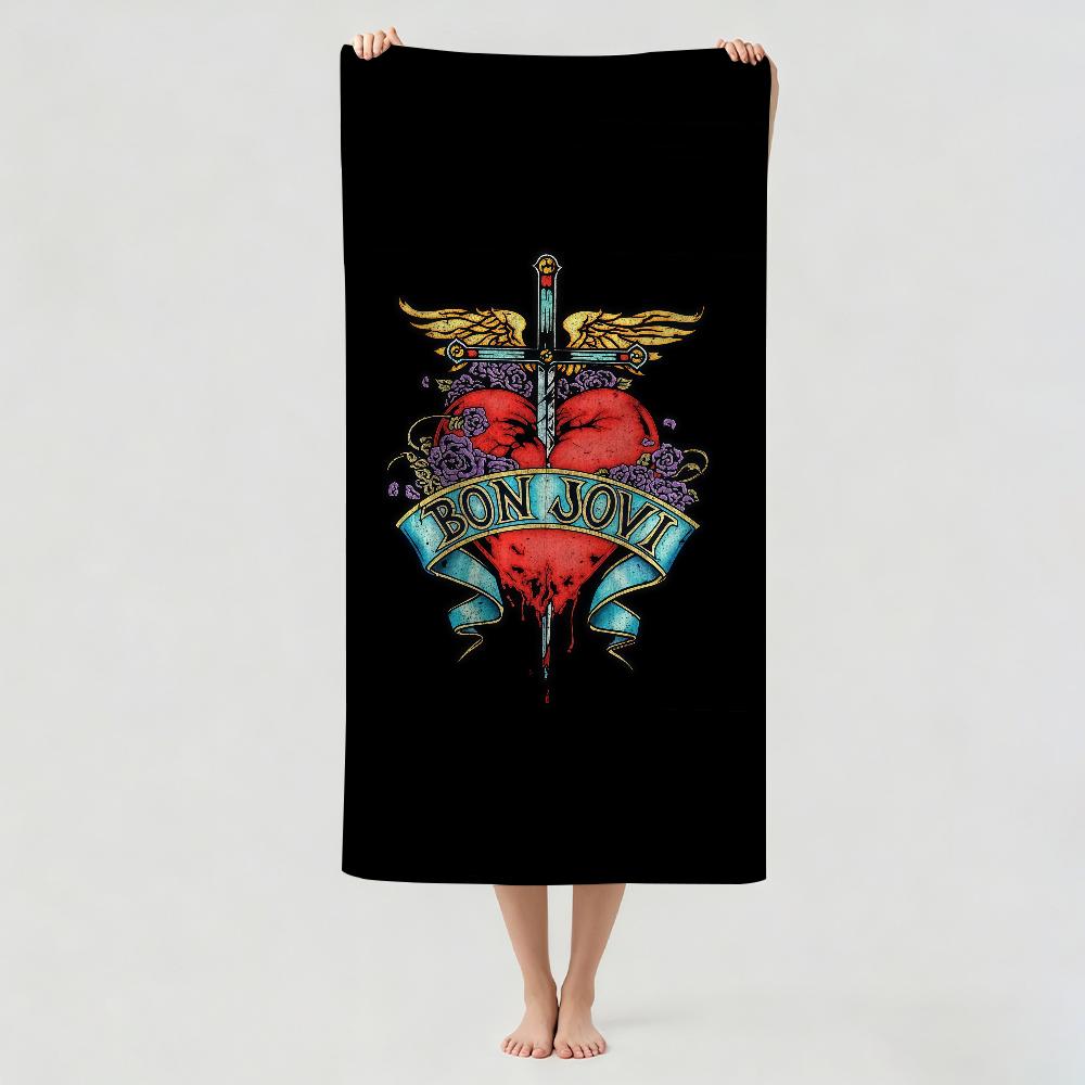 Asciugamano per Band Rock B-Bon J-Jovi Asciugamano da Bagno Applicabile per Nuoto Leggero Campeggio Yoga Spiaggia Esterno