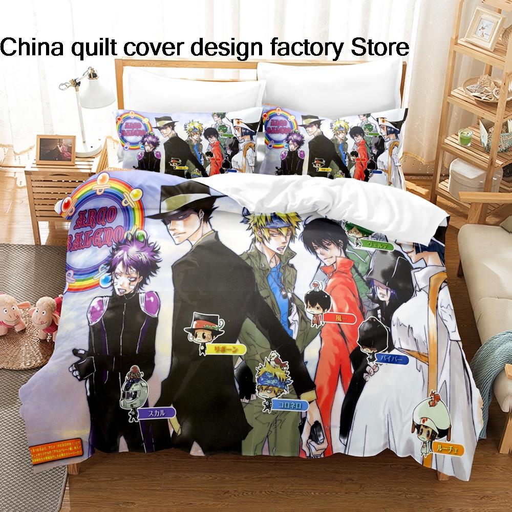 3Pcs Katekyo Hitman Reborn Anime Bedding Set 3D Print Tsunayoshi Sawada Duvet Cover Pillowcases for Teens Fans Room Decor Gift