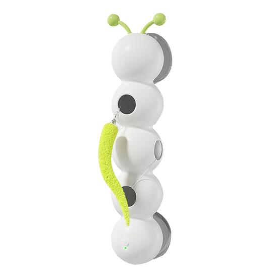 Yousheng Interactive Caterpillar Cat Toy Rechargeable Motion Activated Whack-a-Mole Toy with Suction Cup Automatic Fluffy Cat Teaser with 2 Tails