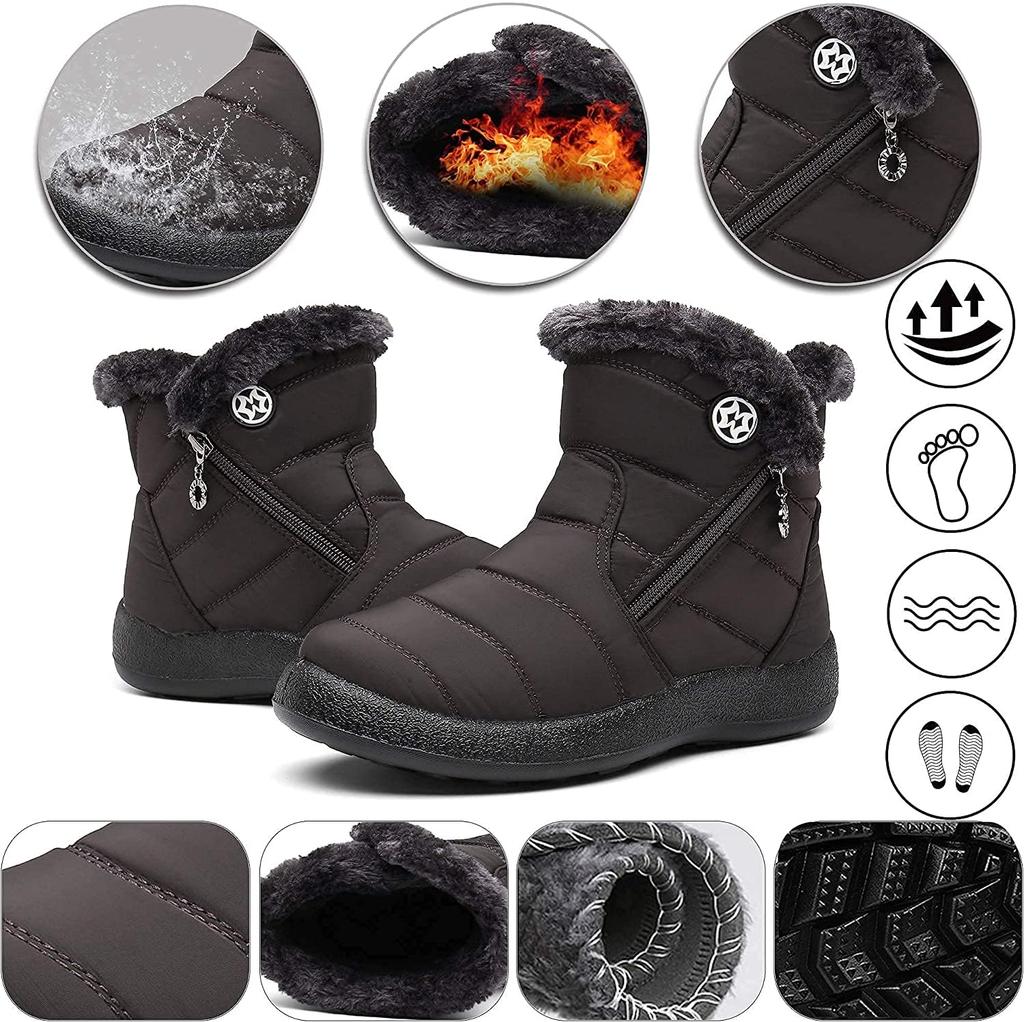 ZUSERIS Winter Snow Short Sheepskin Cotton Snow Warm Fleece Casual Style Women's Boots, Boots, Boots, Non-Slip, Water-Repellent, Lining,