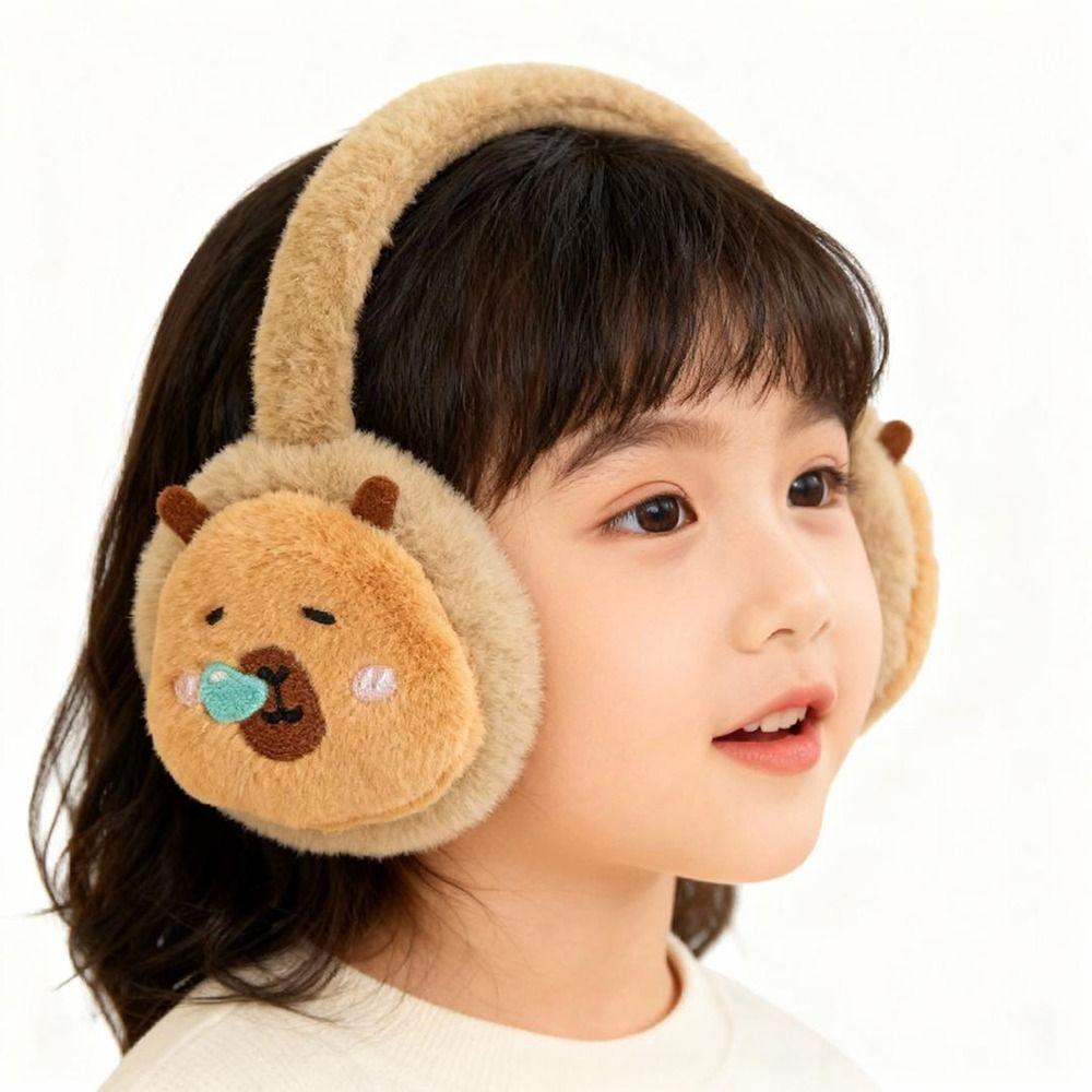Windproof Capybara Plush Earmuffs Thicken Cute Ear Cover Animal Warm Earflaps  Outdoors Activities
