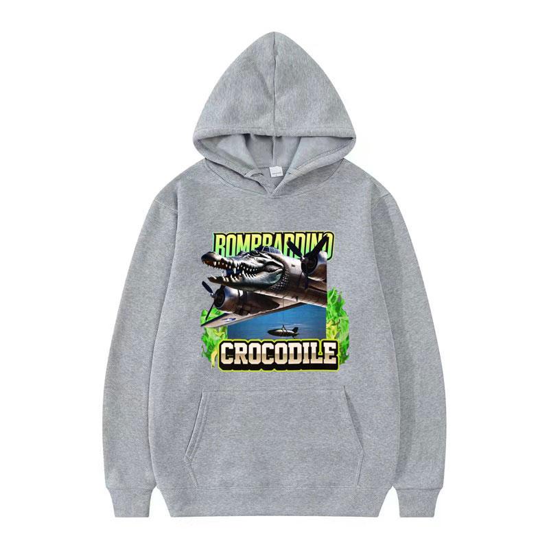 

Bombardino Crocodile Funny Reptile Meme sweatshirt for Men Fashion Gothic High Quality hoodie Unisex Vintage Long sleeve hoodies 3XL