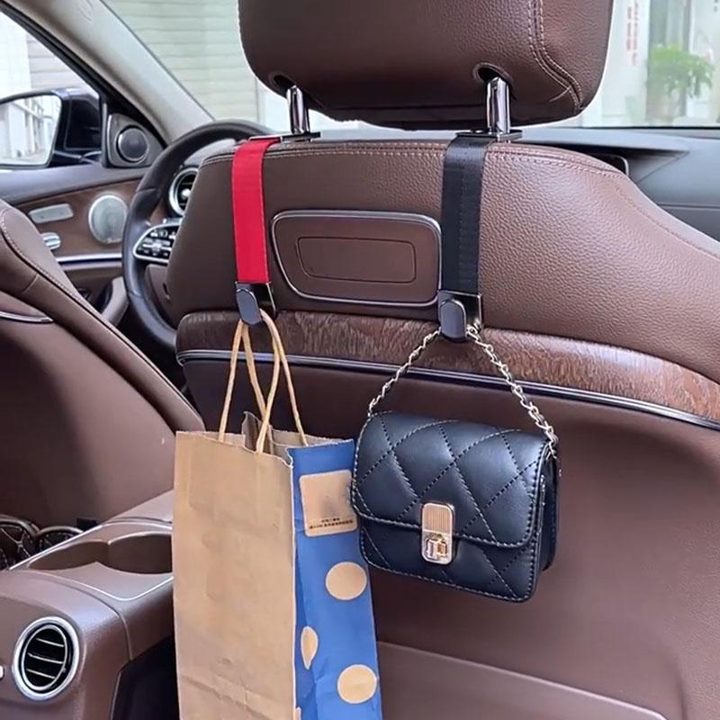 Car Seat Headrest Hook Suede Leather Seat Back Hanger Hook Metal Hanging Hook Car Hook Universal Car Interior Accessories