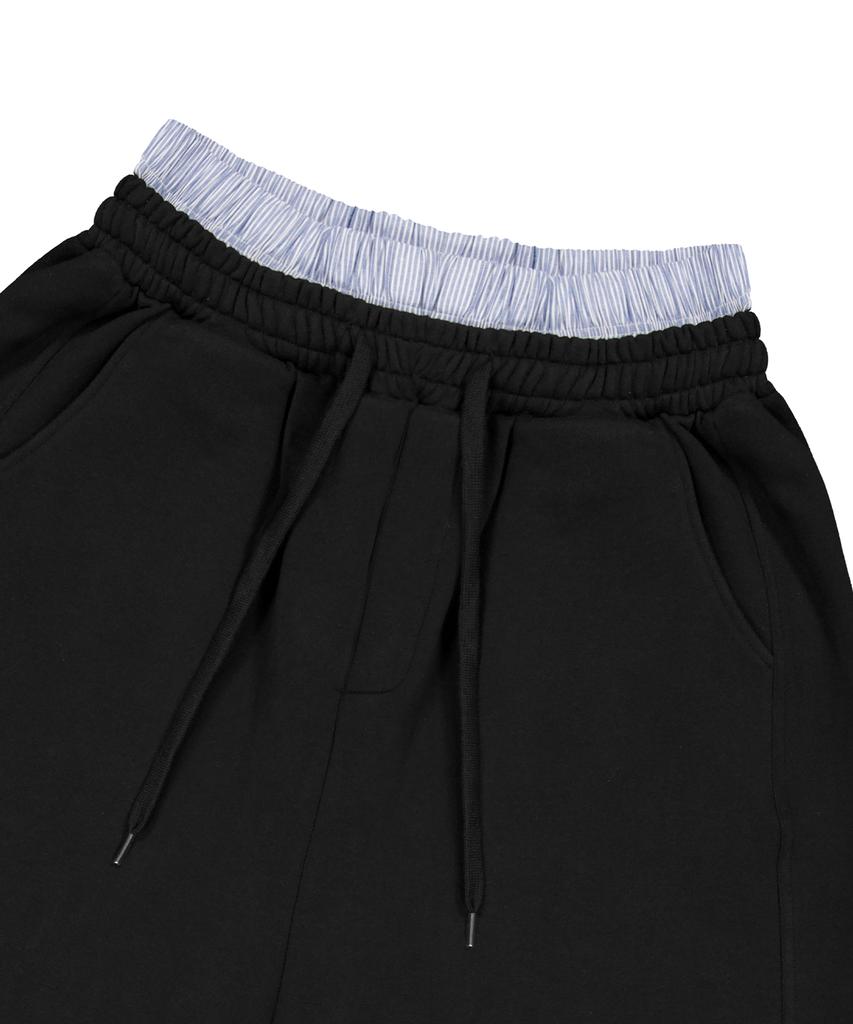STANDARDERROR [All Seasons Or Fleece-Lined] 87-Stan279 Obi Layered Wide Loose Fit Sagging Sweatpants (3 Colors)