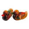 Yousheng 1 Pair Wedding Ducks Ornament, Hand-Painted Wooden Mandarin Duck Statues, Color Lasting Garden Bird Statue, Wooden Ducks Statues for Home