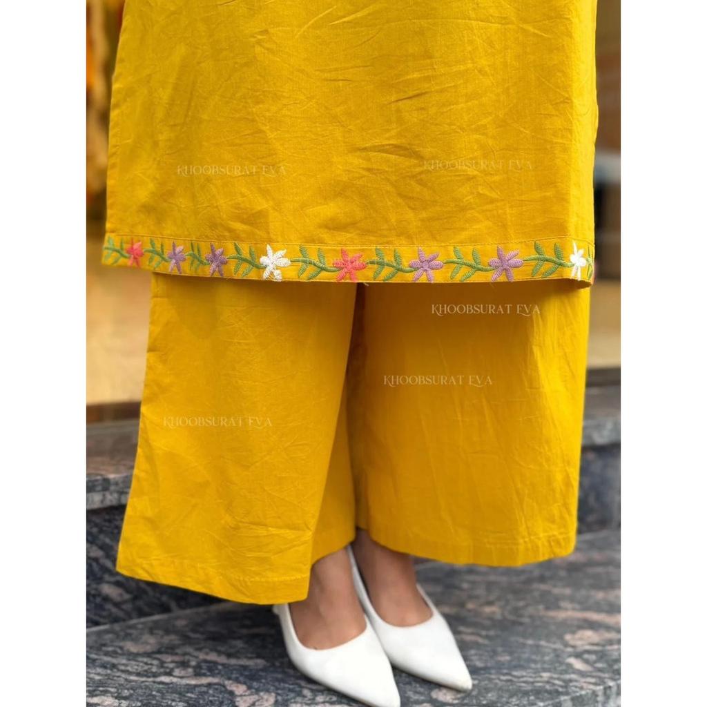 Women Office Wear Aline Kurti Cord Set Indian Designer Ethnic Kurta Palazzo Set