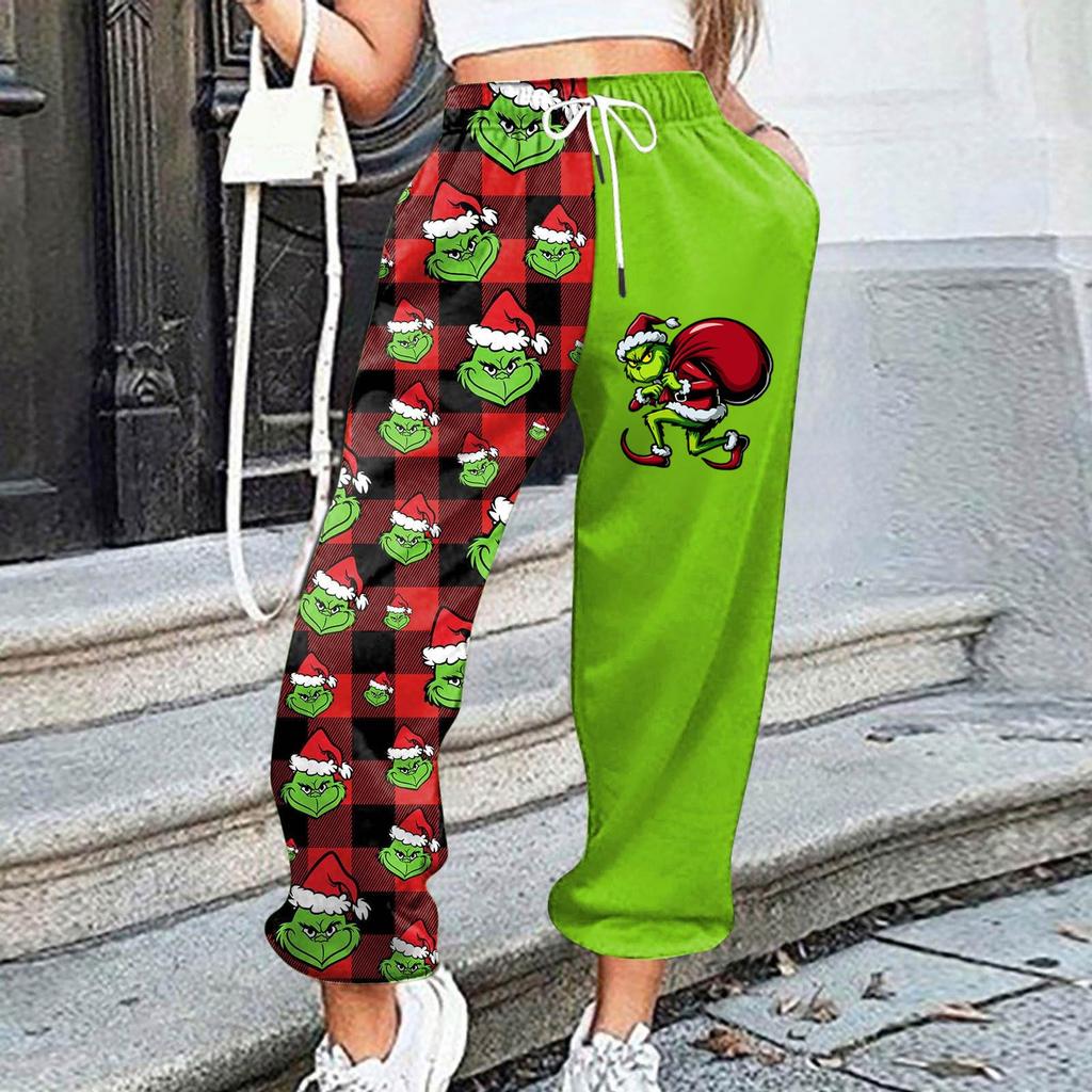 Women's Casual Fashion Christmas Printed Casual Sweatpants Elastic Waist Drawstring Pants