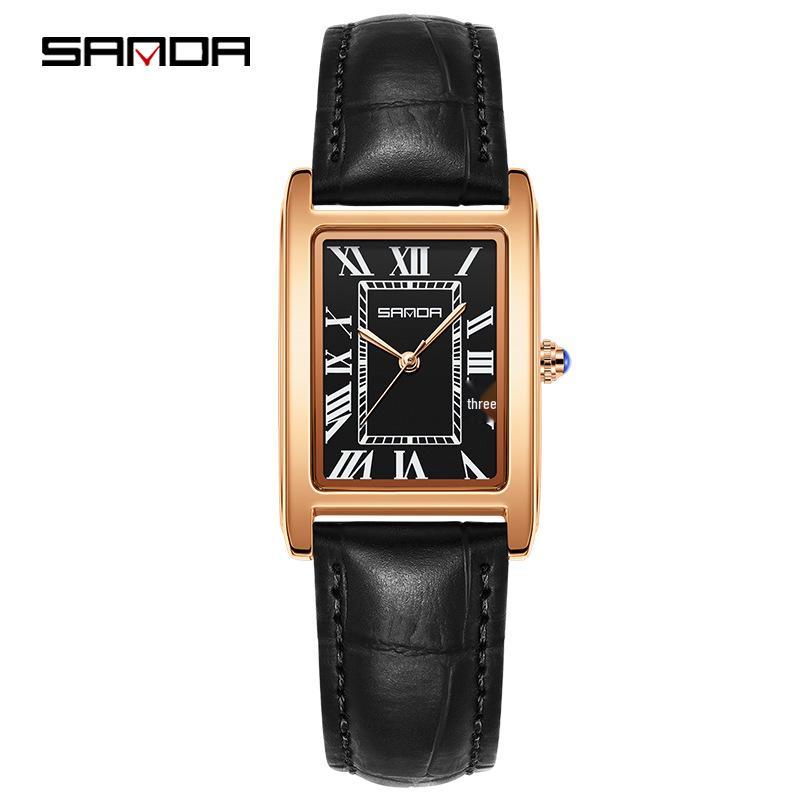 SANDA Retro Square Couple Watches - Stylish, Waterproof Quartz Wristwatches for Men and Women