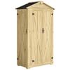 Outdoor Wooden Garden Shed, 3 Doors, 4 Shelves, Asphalt Roof, 93 x 53 x 168 cm, Natural