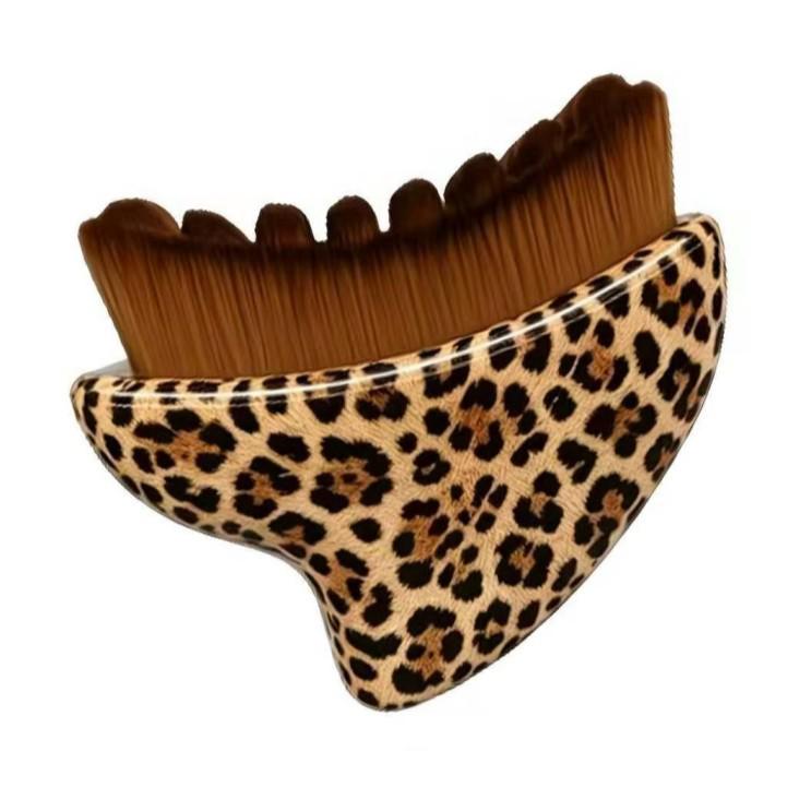 Leopard Print Lymphatic Contour Massage Brush for Face, Eyes, and Neck